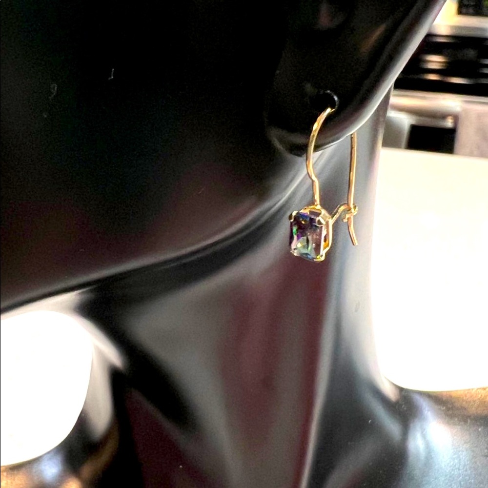14k Solid Gold Mystic Topaz Dangle Earrings